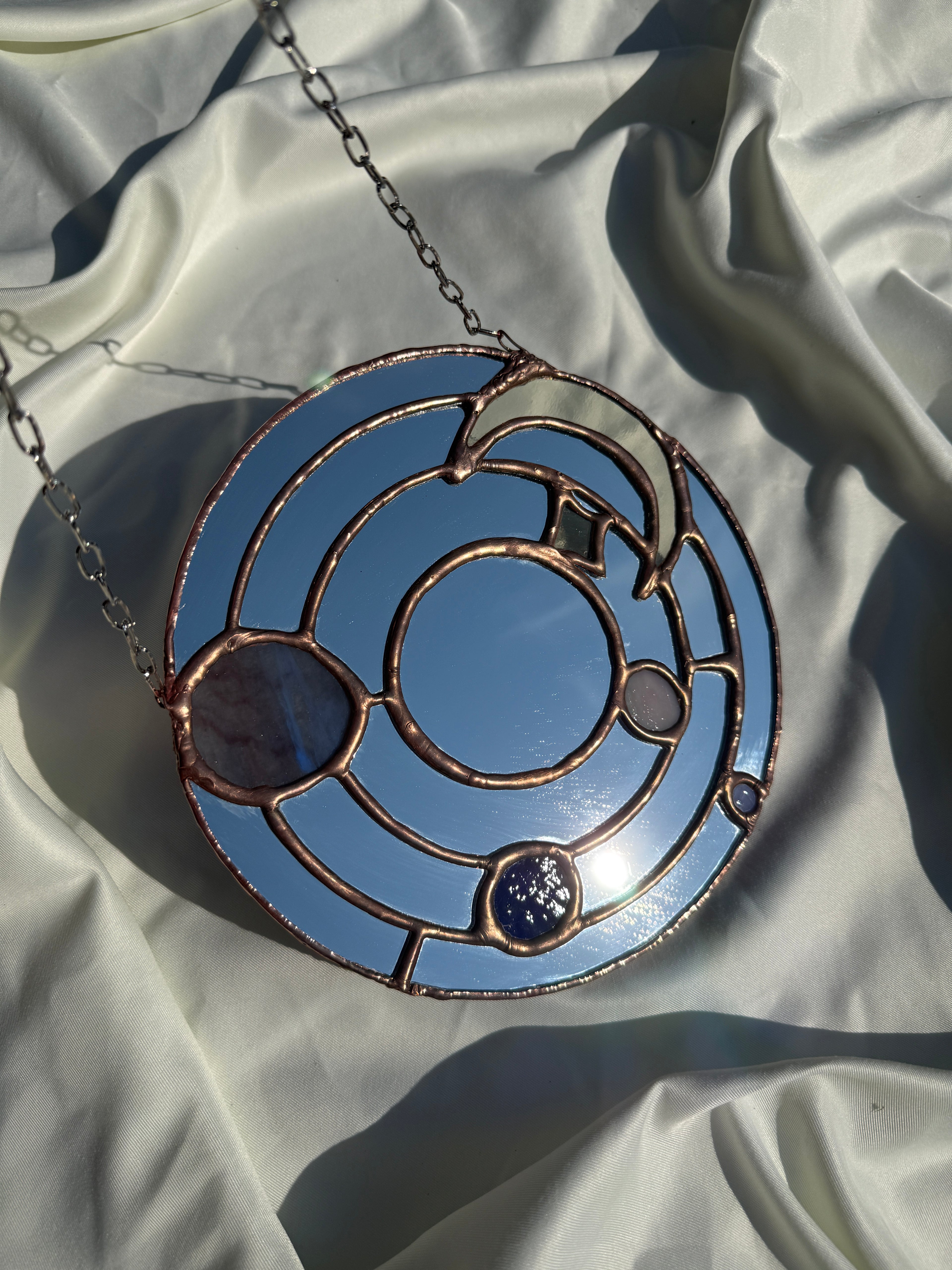 Cosmic Reflections Stained Glass Mirror