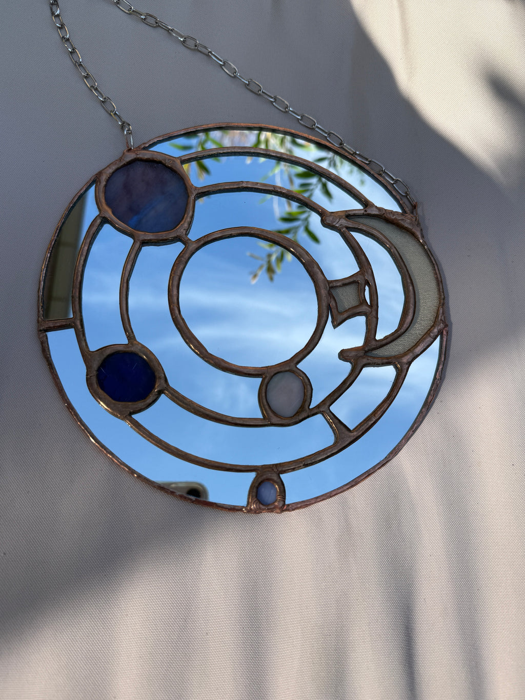 Cosmic Reflections Stained Glass Mirror
