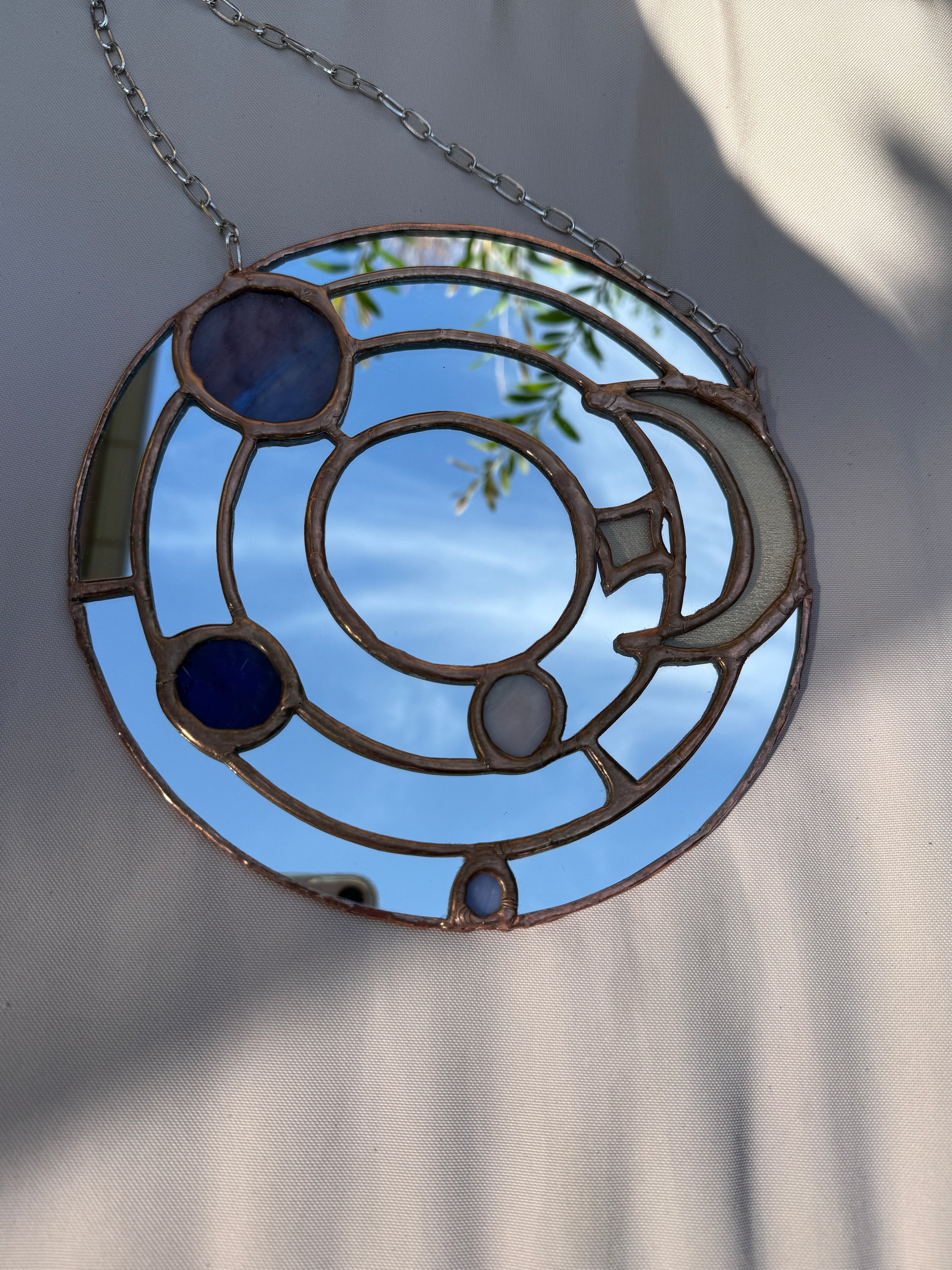 Cosmic Reflections Stained Glass Mirror