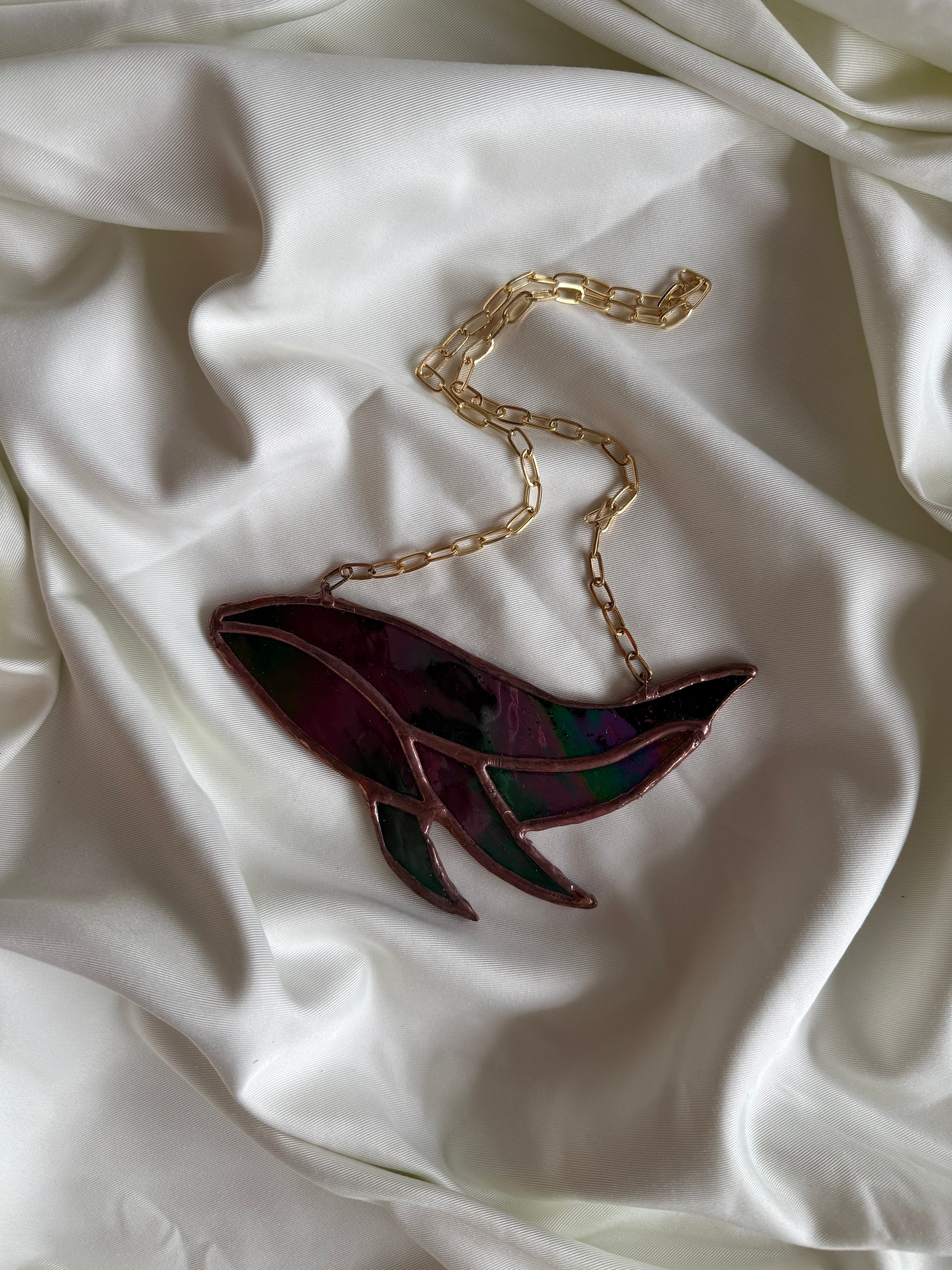 Stained Glass Art Hanger - Iridescent Whale